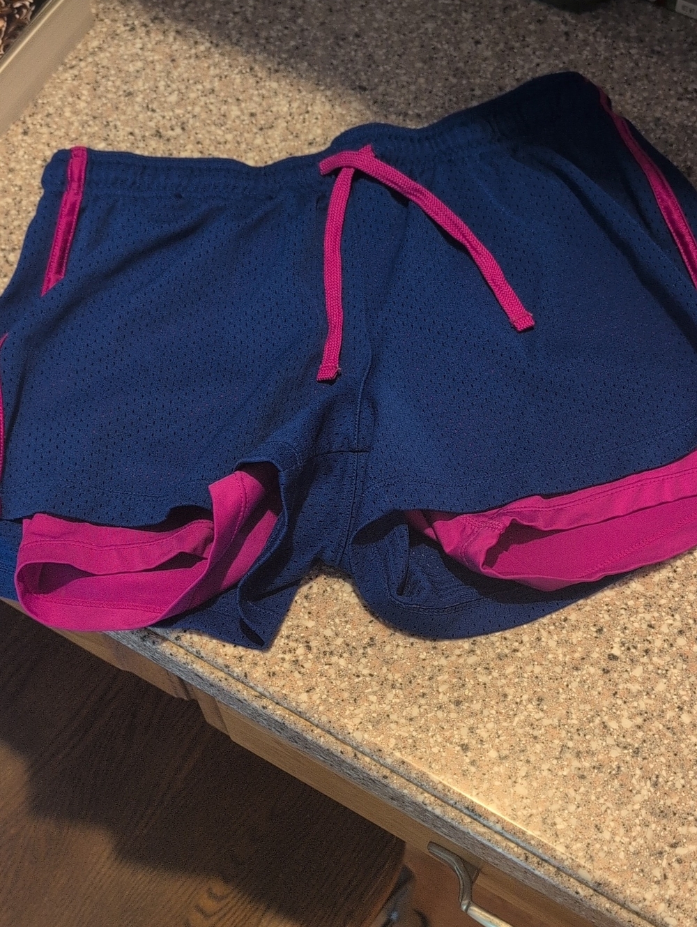Champion Women's Royal Blue Athletic Shorts with Pink Trim